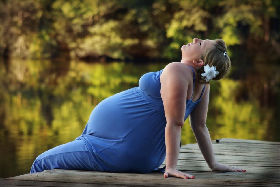 Free Image of Pregnant Woman With Jetty and Lake 