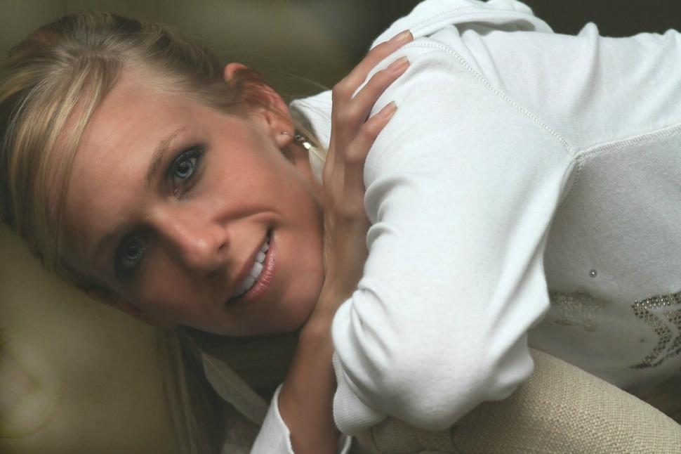 Free Image of Blonde Woman Face With Toothy Smile  