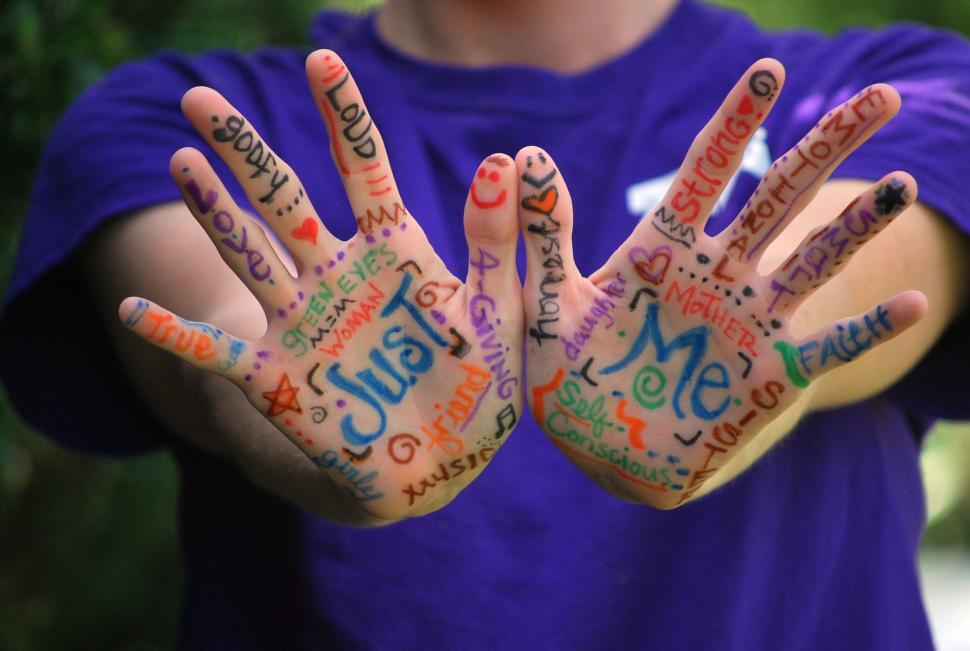 Free Image of Words written on hands  