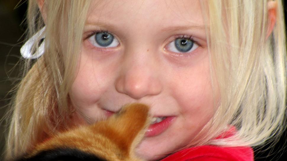 Free Image of Little Girl With Blue Eyes - Looking at camera  