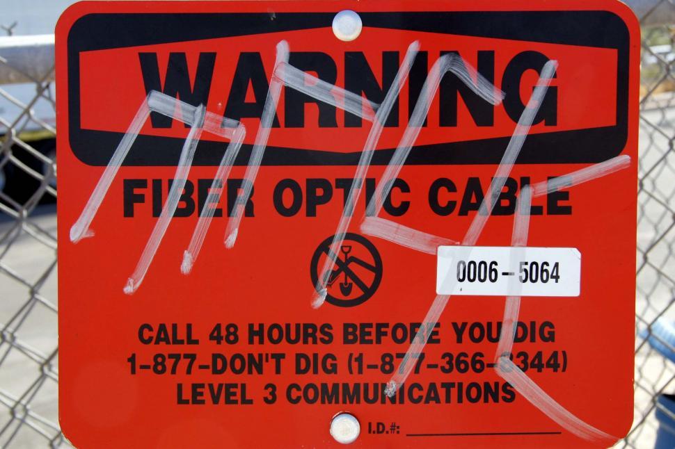 Free Image of Warning sign - Fiber Optic Cables 
