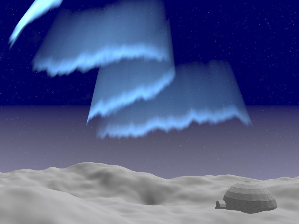 Free Image of Small igloo in the snow under the Aurora Borealis 