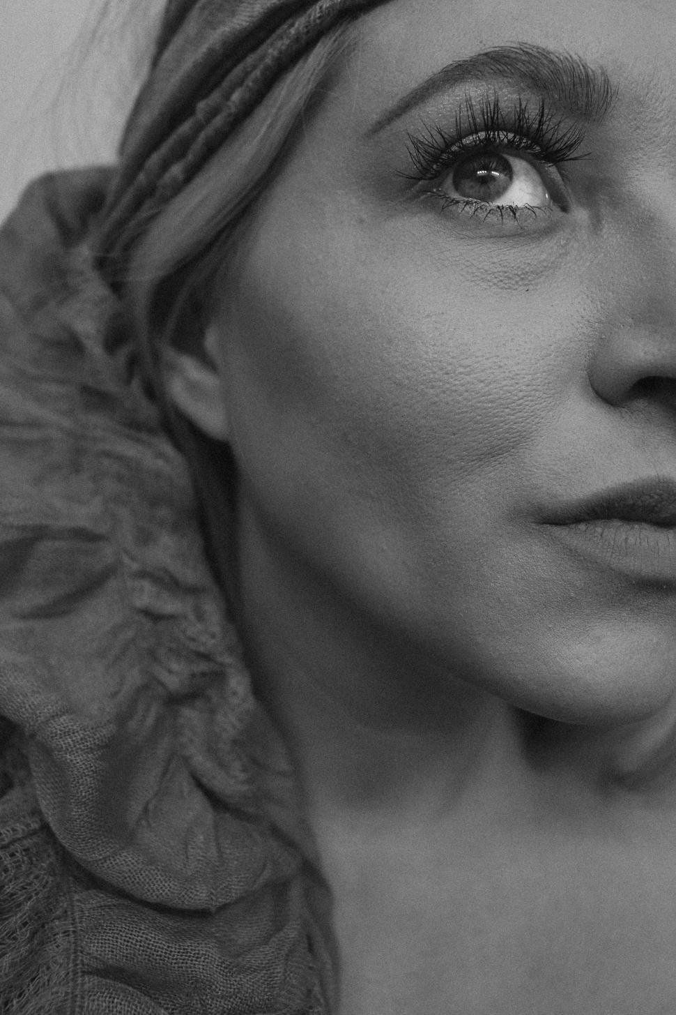 Free Image of Close up of woman face - looking up  