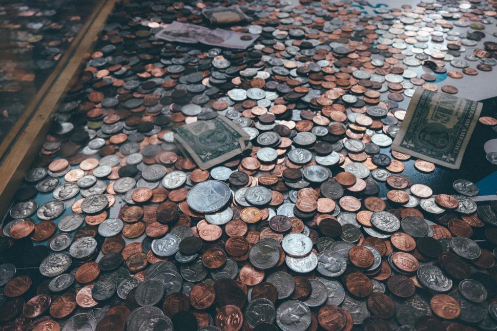 Free Image of Coins and Dollars  