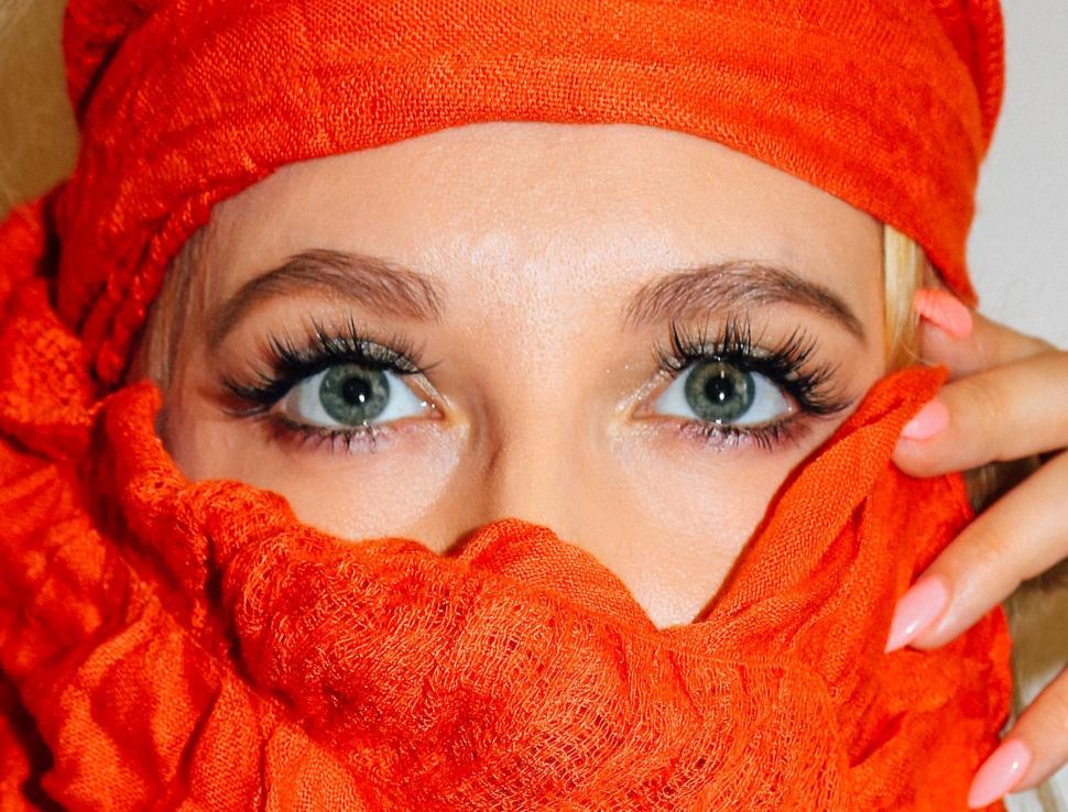 Free Image of Woman Eyes and Orange Scarf 