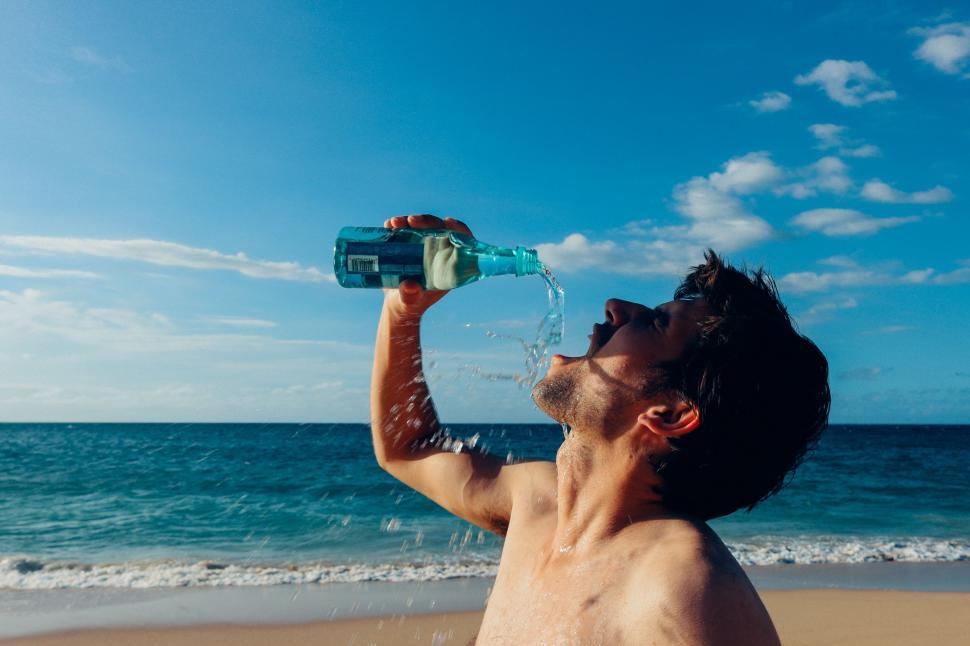 Free Image of Drinking water from a bottle 