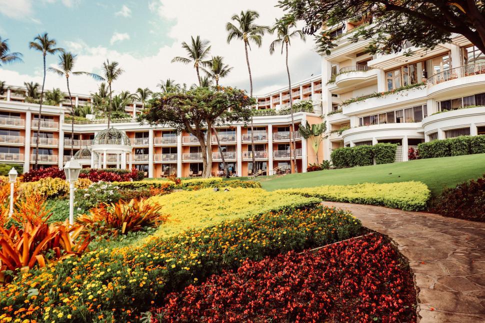 Free Image of Hotel Buildings and Garden  