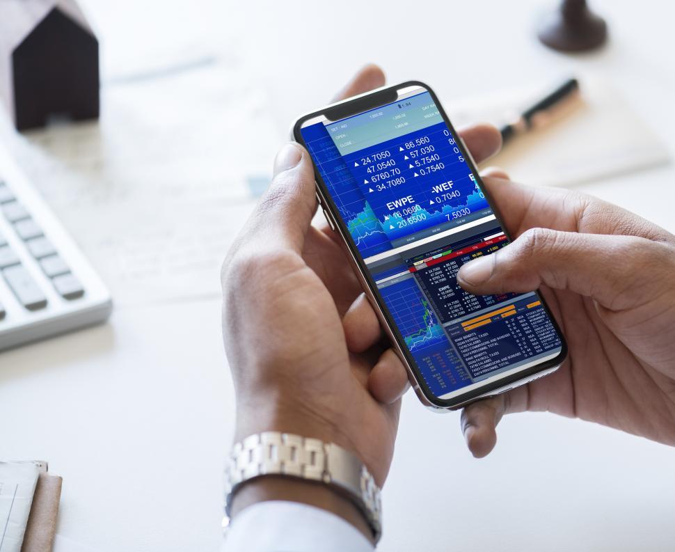Free Image of Close up operating a mobile phone, viewing data 