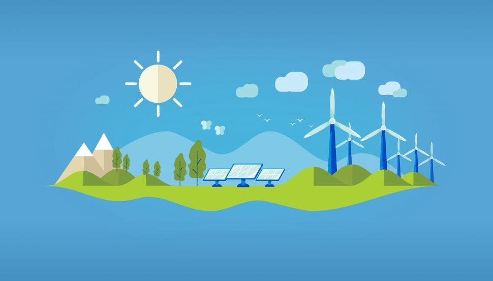 Free Image of Green Energy - Solar Energy and Wind Energy 