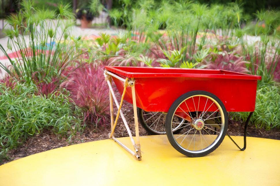 Free Image of Red Wheel Barrow  