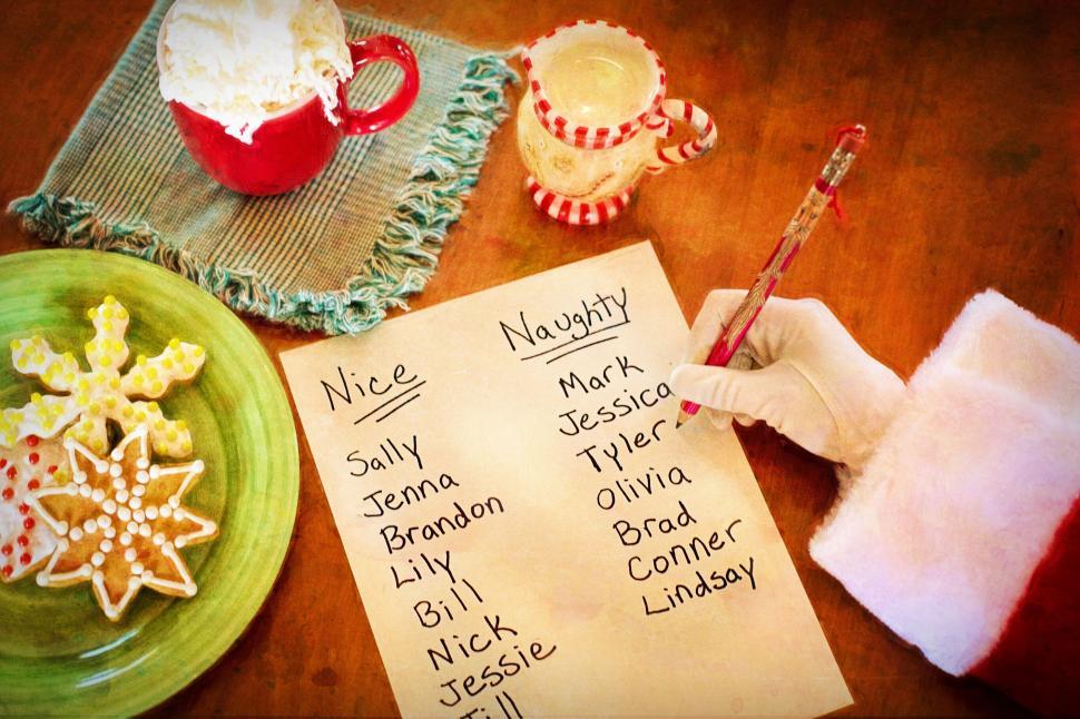 Free Image of Santa List With Cookies and Coffee  