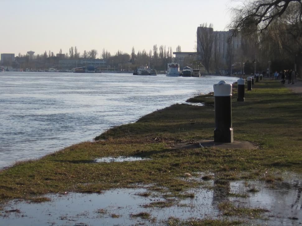 Free Image of flood water on local park walkway after heavy rain fall 
