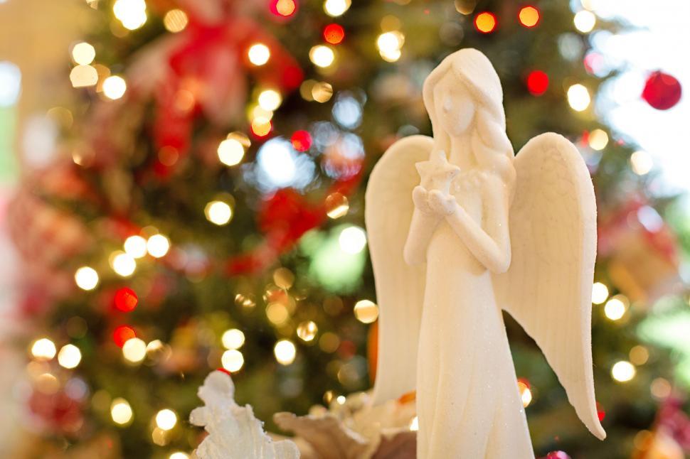 Free Image of Xmas Angel and lights  