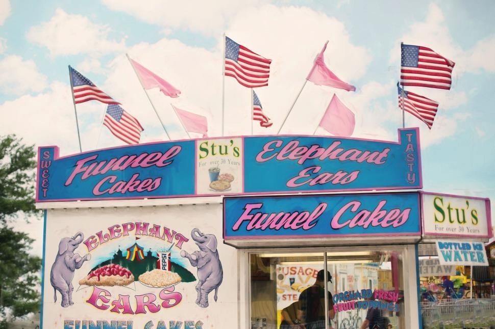 Free Image of Funnel cake stand at the carnival  