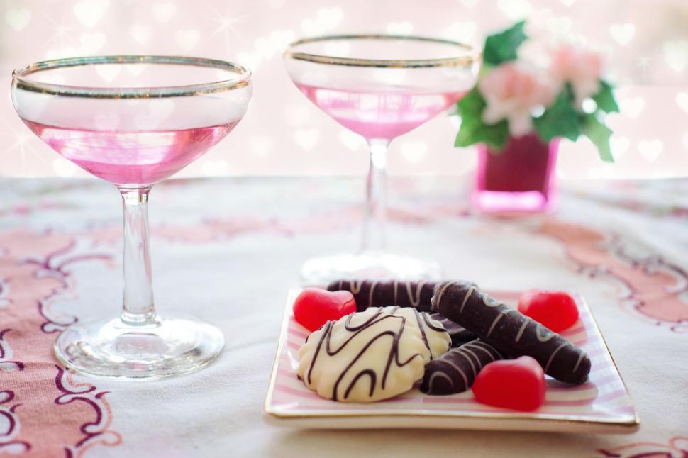 Free Image of Glasses of pink wine  