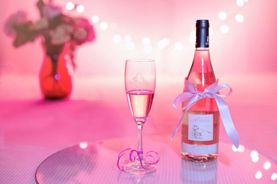 Free Image of Champagne bottle and glass  
