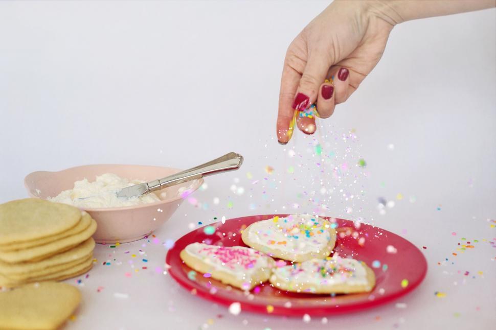 Free Image of Decorating Heart Shaped Cookies - Baking  