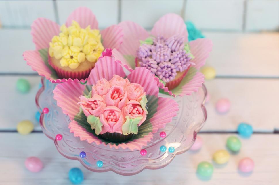 Free Image of Colorful Cupcakes 