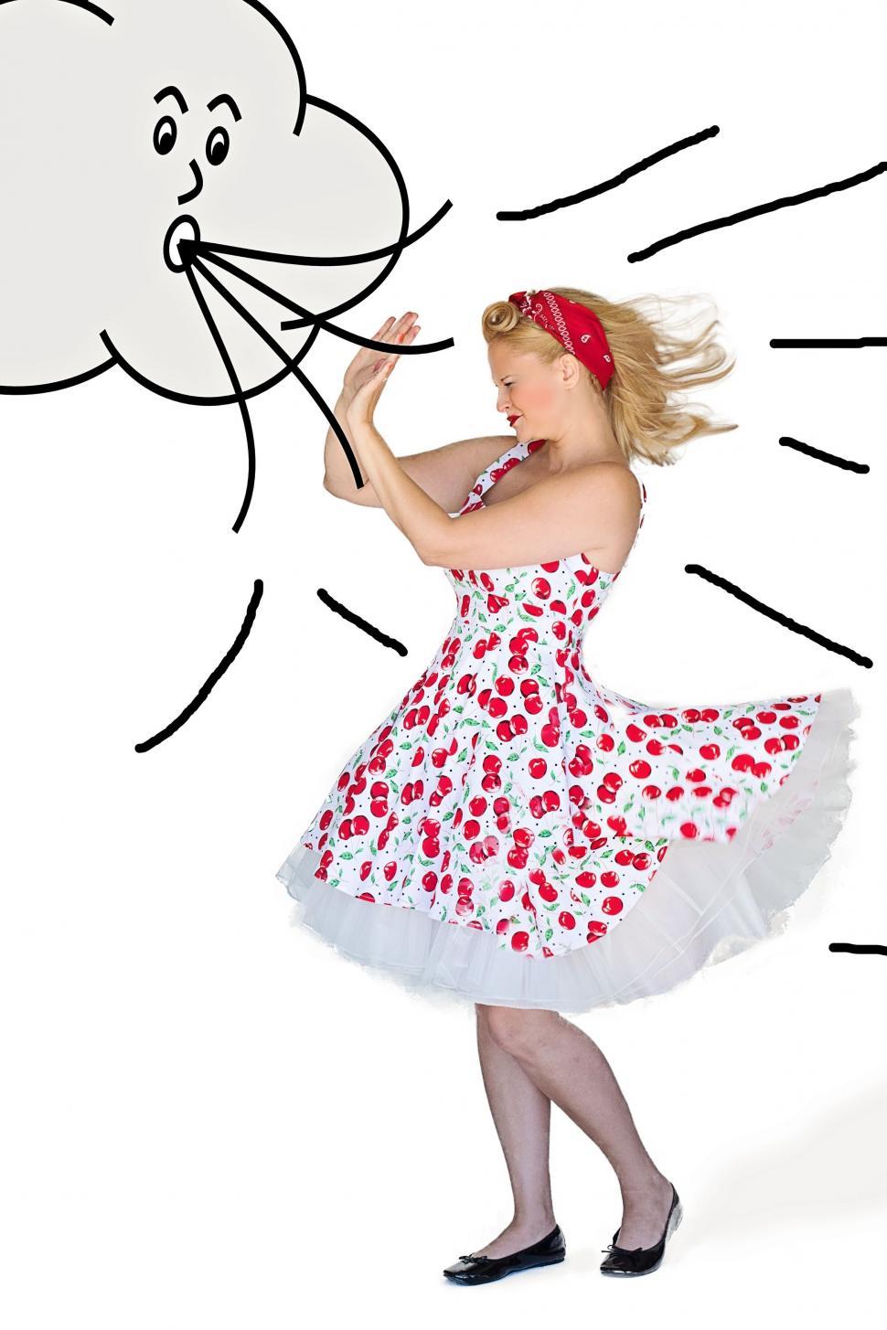 Free Image of Young Woman and cloud face - Illustration 