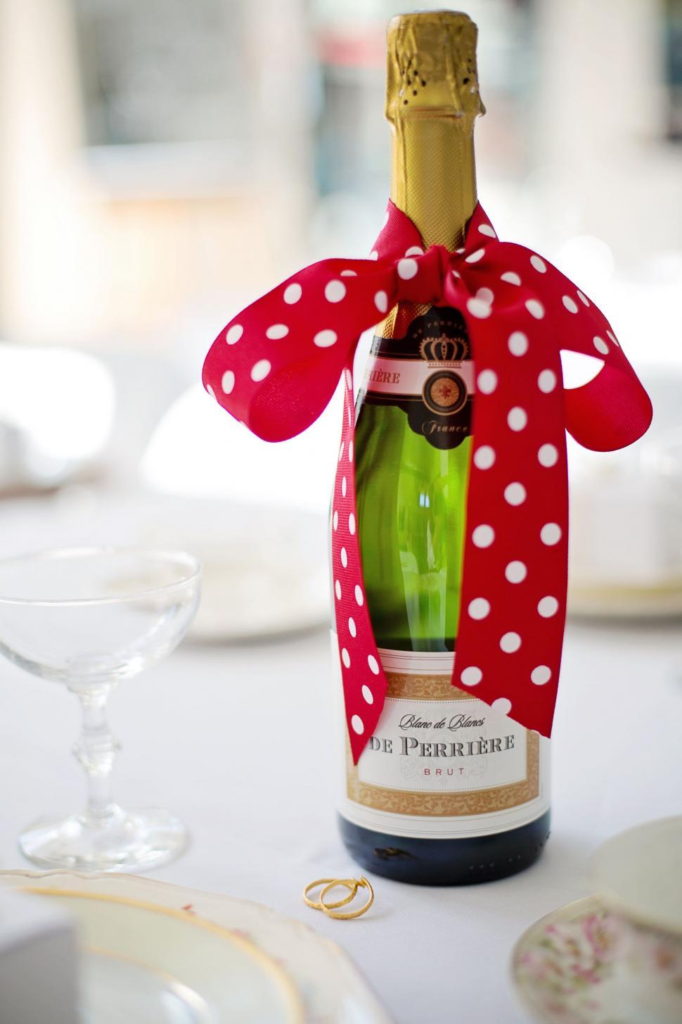 Free Image of Champagne bottle with glass 