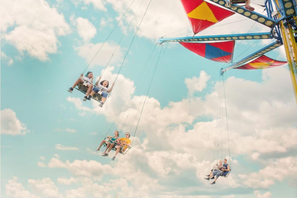 Free Image of Chain Swing ride at amusement park 