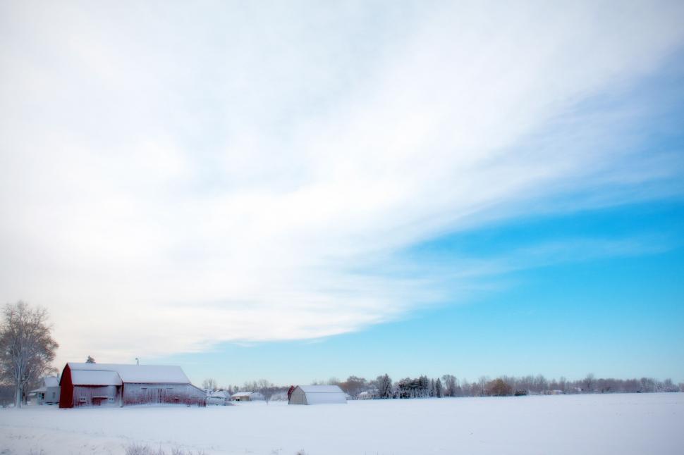 Free Image of Barns and Snow 