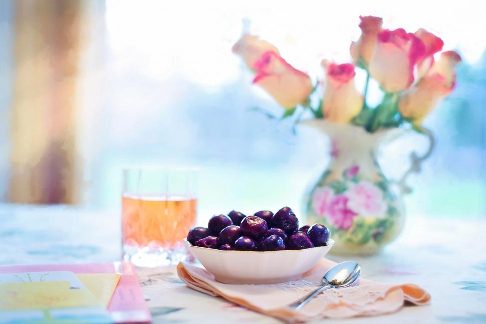 Free Image of Cherries in a bowl - Breakfast  