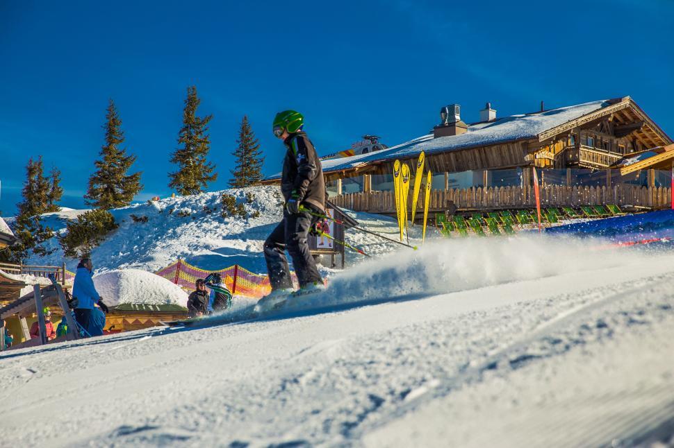 Free Image of Skiers on ski runway 