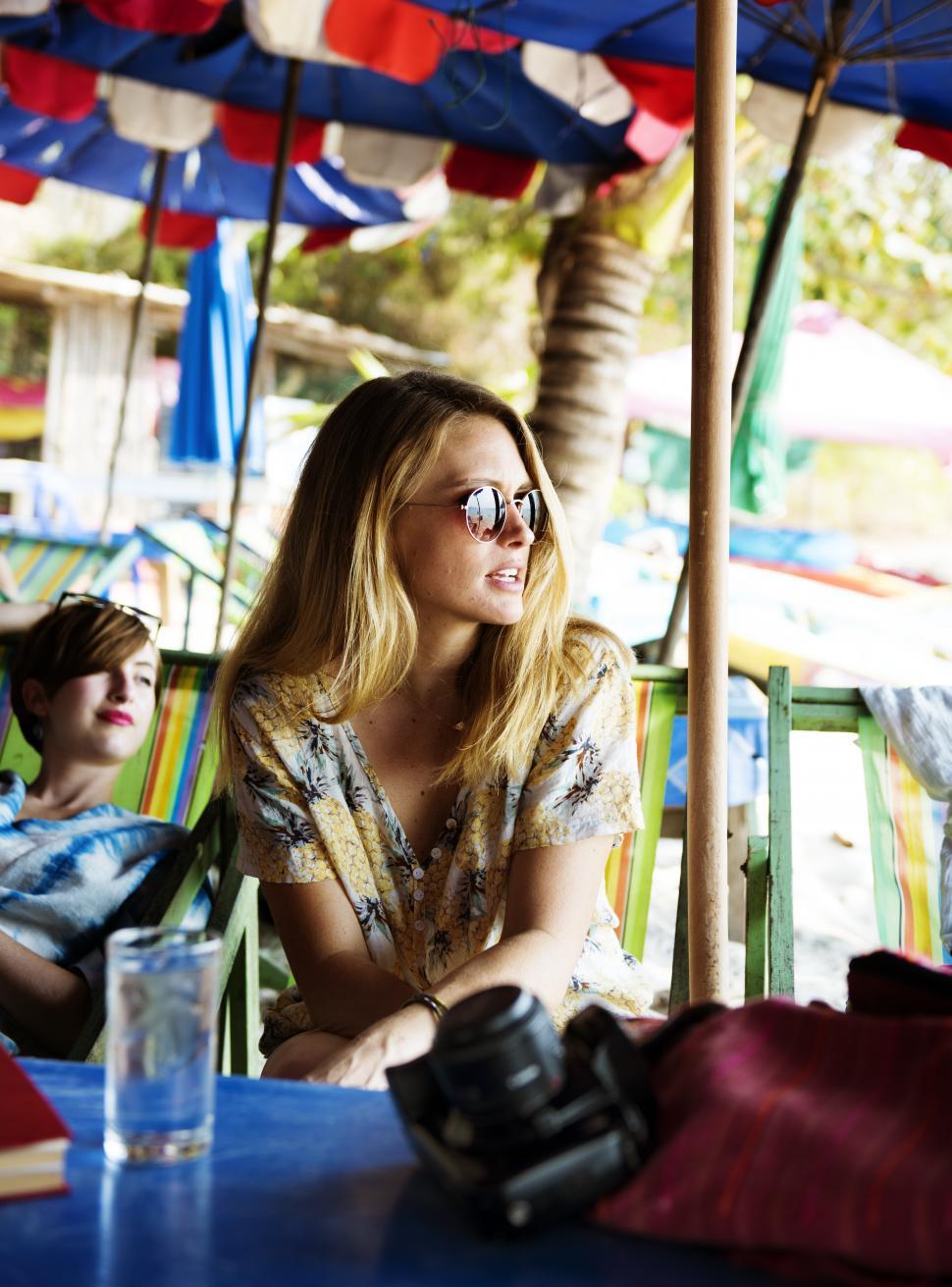Free Image of Two young caucasian women relaxing 