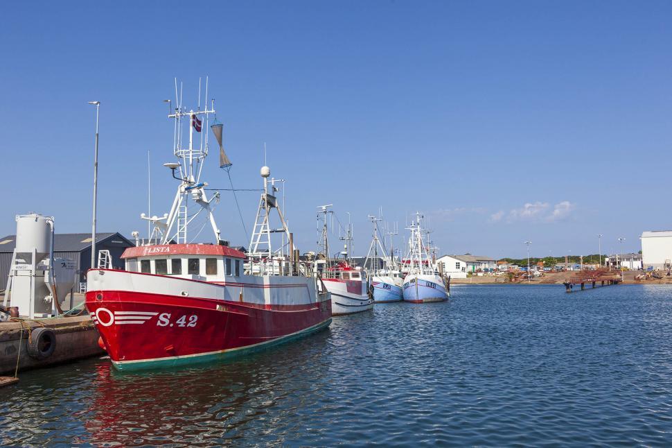 Free Image of Fishing vessels moored at a dock 