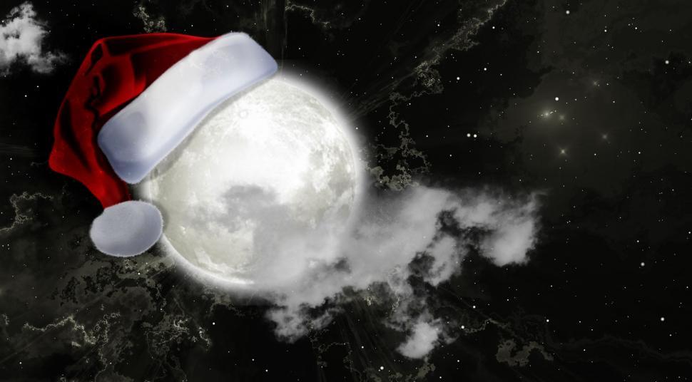 Free Image of Moon with Santa Hat 