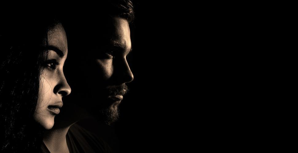 Free Image of Profile Dark View of Man and Woman  