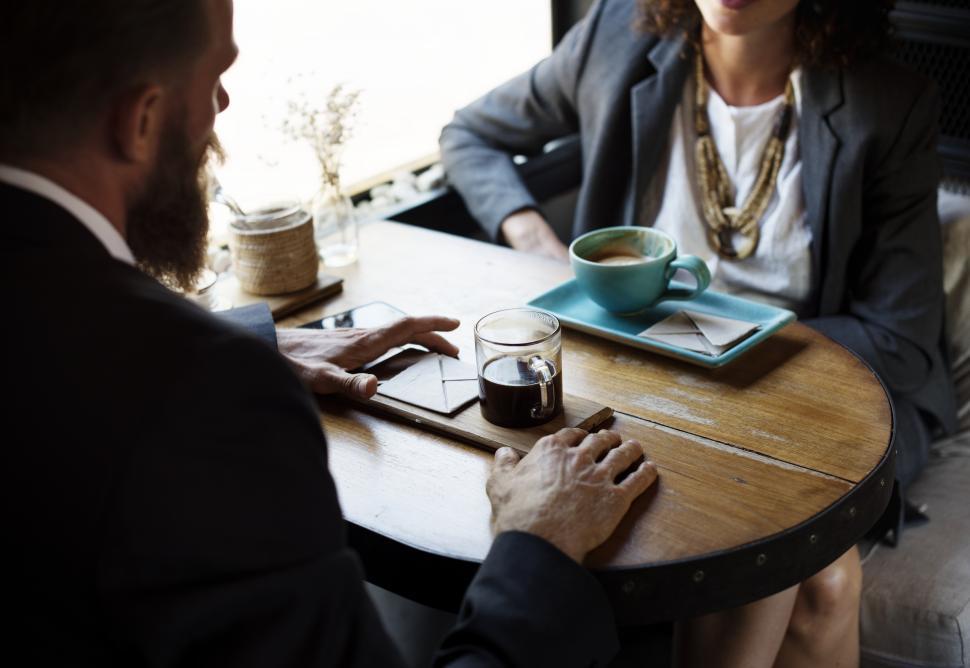 Free Image of A restaurant table with two diners 