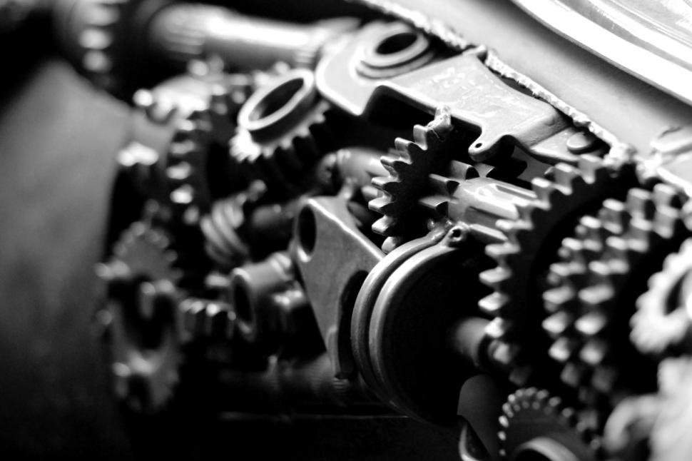 Free Image of Black And White Engine Gears  