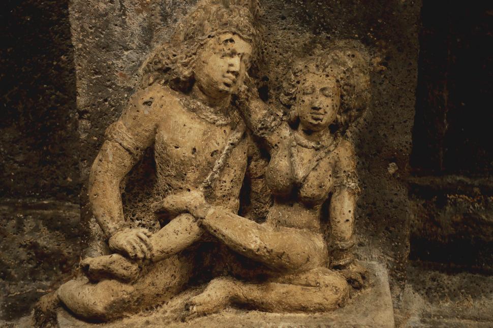 Free Image of Ancient Indian Stone Sculpture  Ancient Stone Cave Carving 