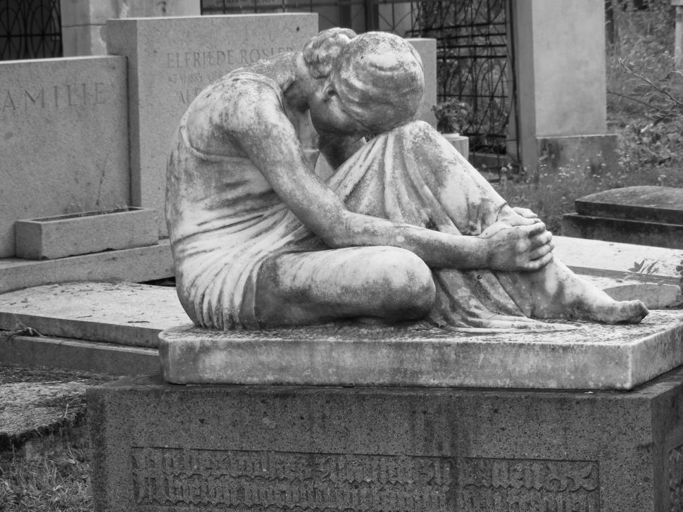 Free Image of Cemetery scene With grave stones black & white image 