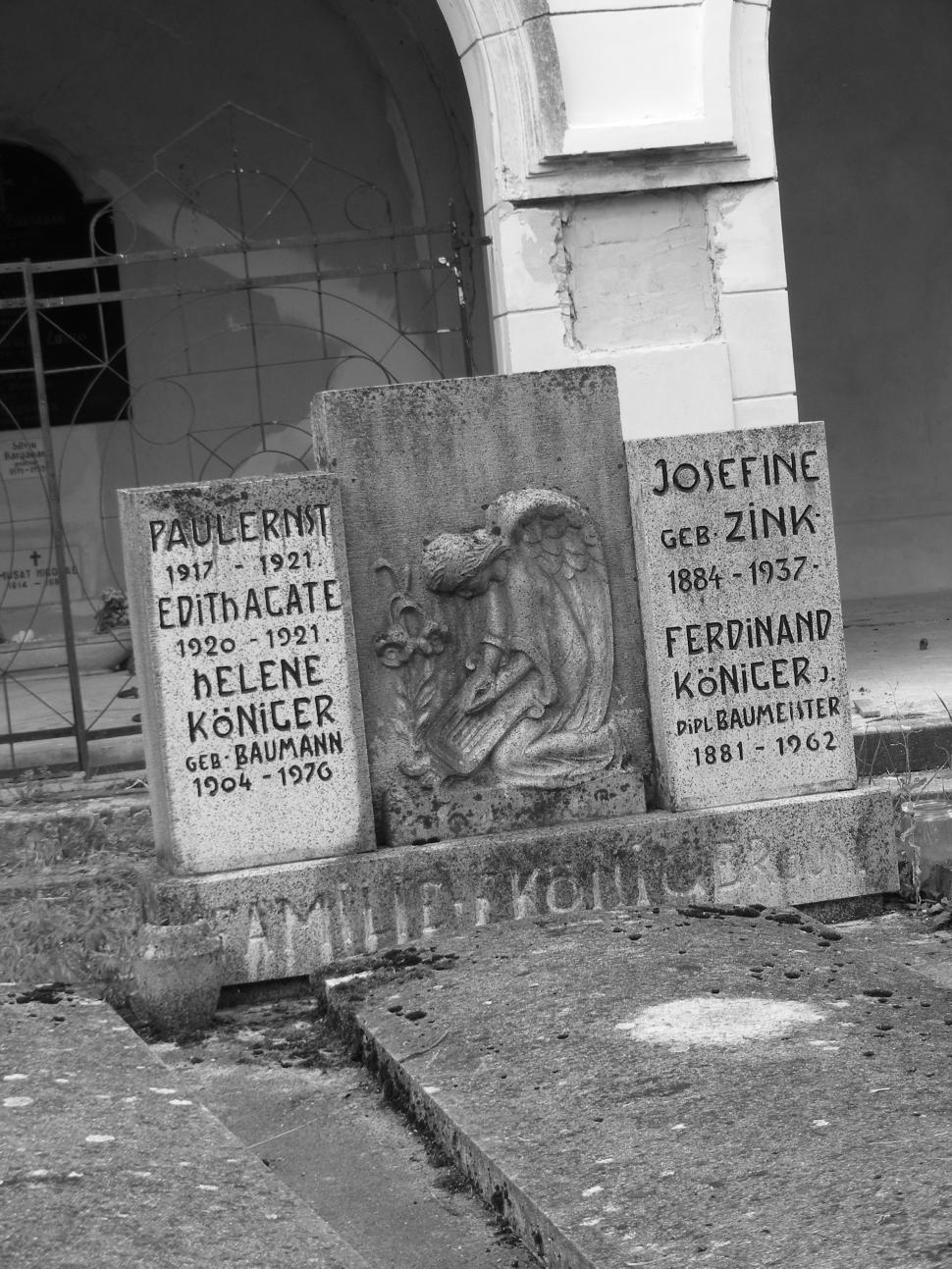 Free Image of Cemetery scene With grave stones black & white image 