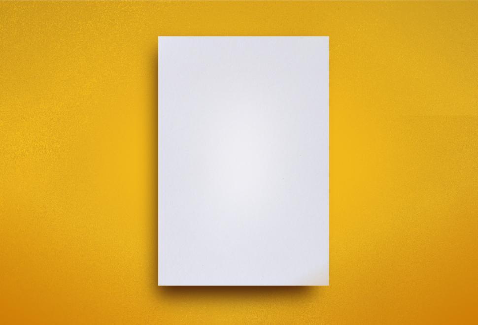 Free Image of Empty White Paper Sheet on Yellow Background  