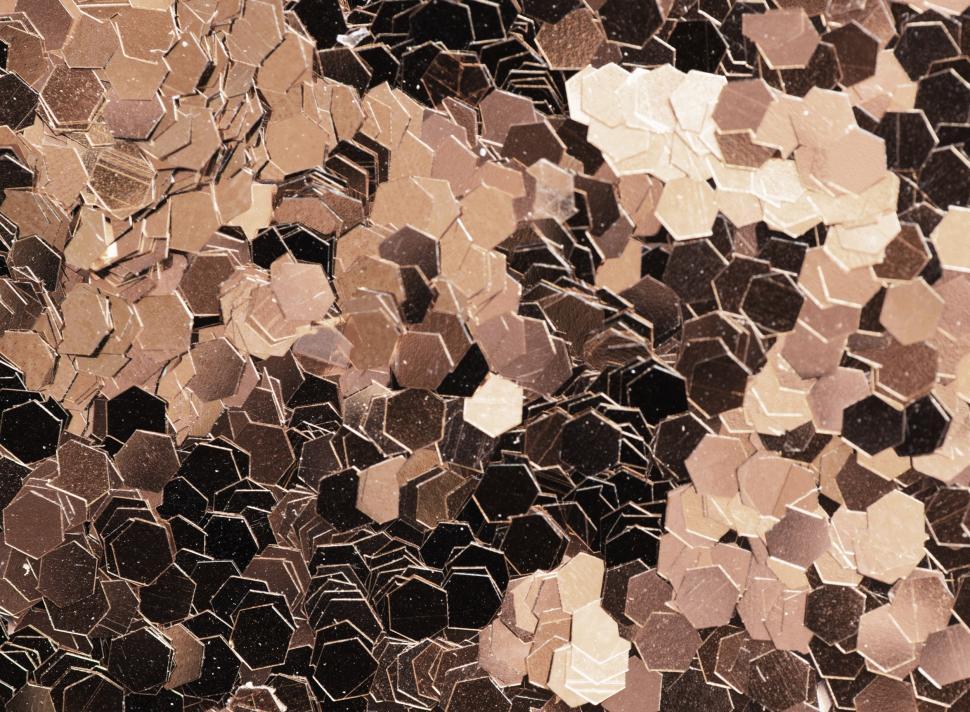 Free Image of Golden hexagon shaped glitter sparkles 