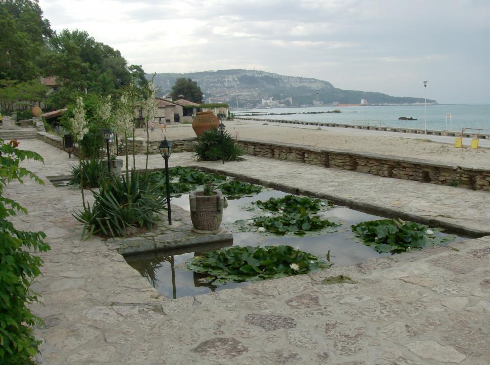 Free Image of Small garden full with flowers and stone alleys 