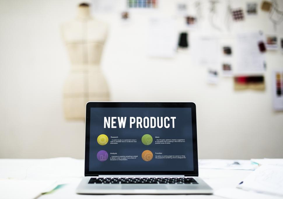 Free Image of Close up of a laptop on the table with marketing announcement 