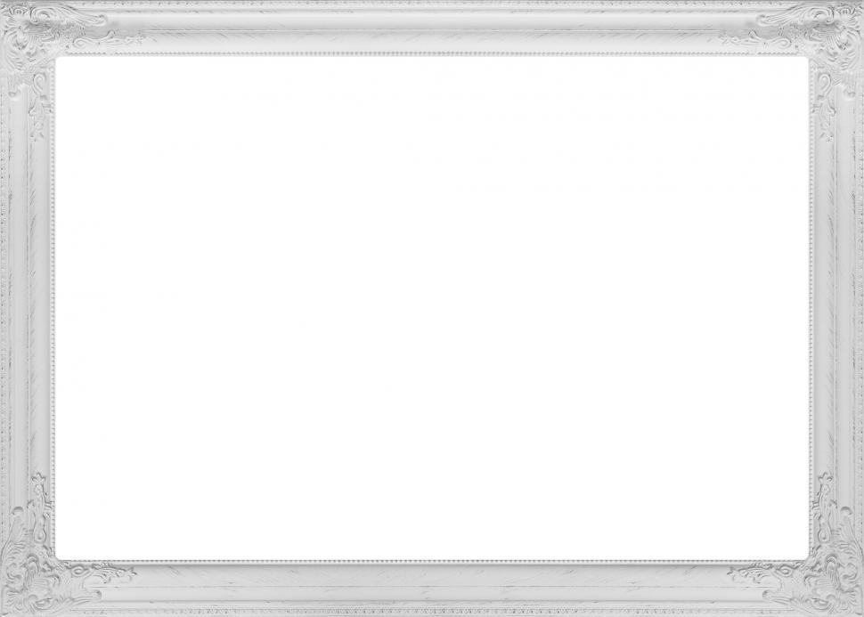 Free Image of Carved white picture frame - blank image 