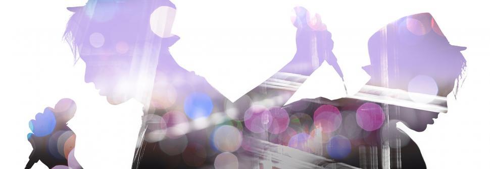 Free Image of Silhouette of two singers holding microphone 
