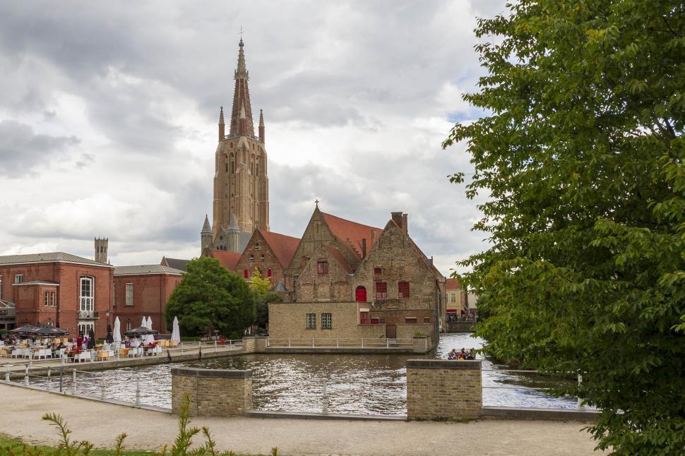 Free Image of Brick buildings in downtown Bruges 