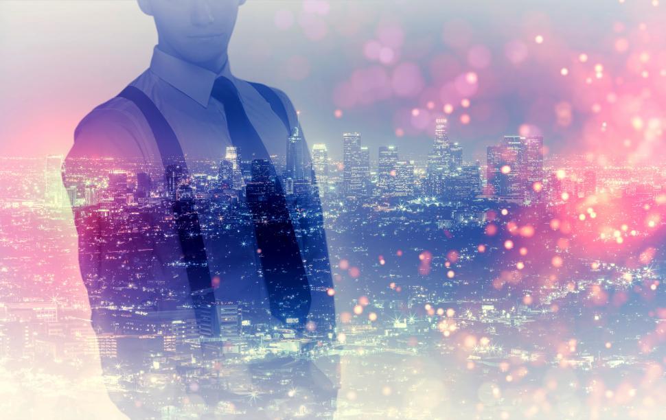 Free Image of Businessman Over Bokeh Lights - Entrepreneur Concept 