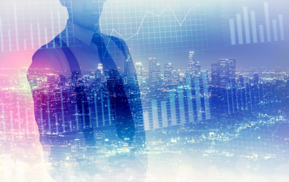 Free Image of Young Businessman Over Financial Charts - Entrepreneur - Double  