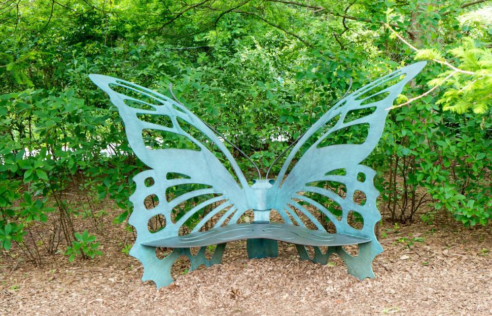 Free Image of Butterfly Sculpture Park Bench 
