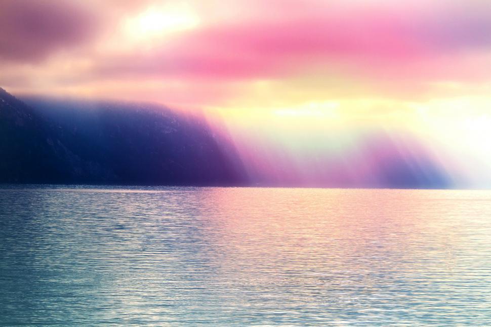 Free Image of Rain and Sunshine Over the Lake 