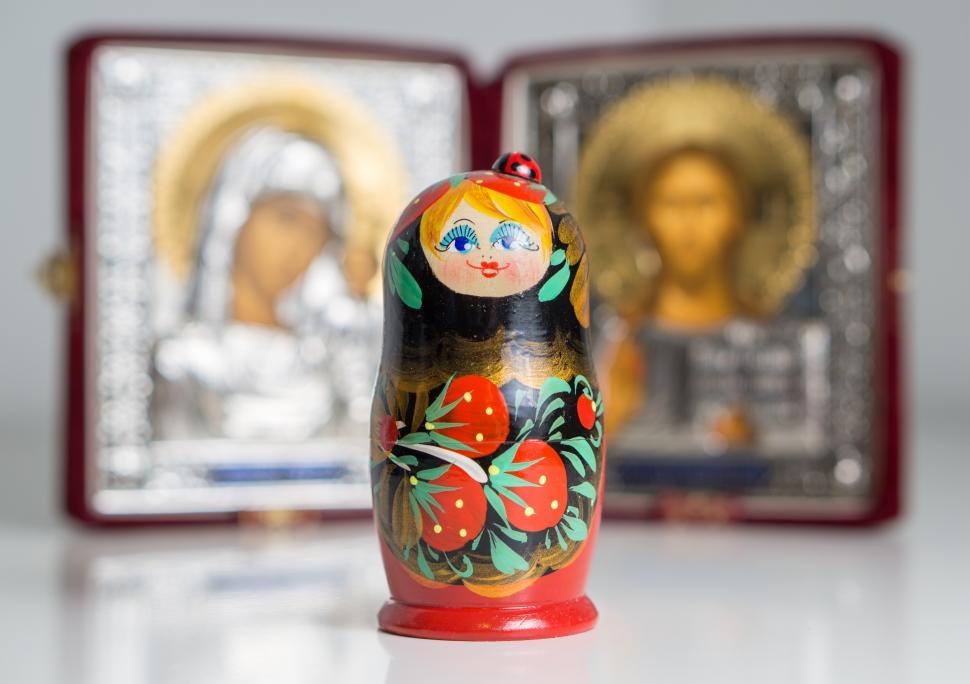 Free Image of Beautiful Colorful Russian Nesting Doll matryoshka 
