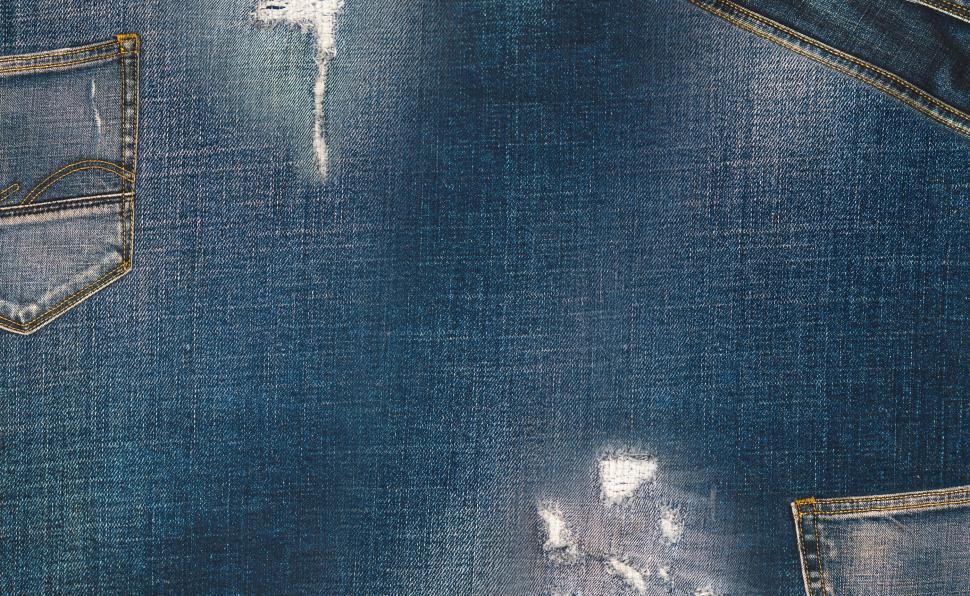Free Image of Close up of a worn denim jeans back pocket 
